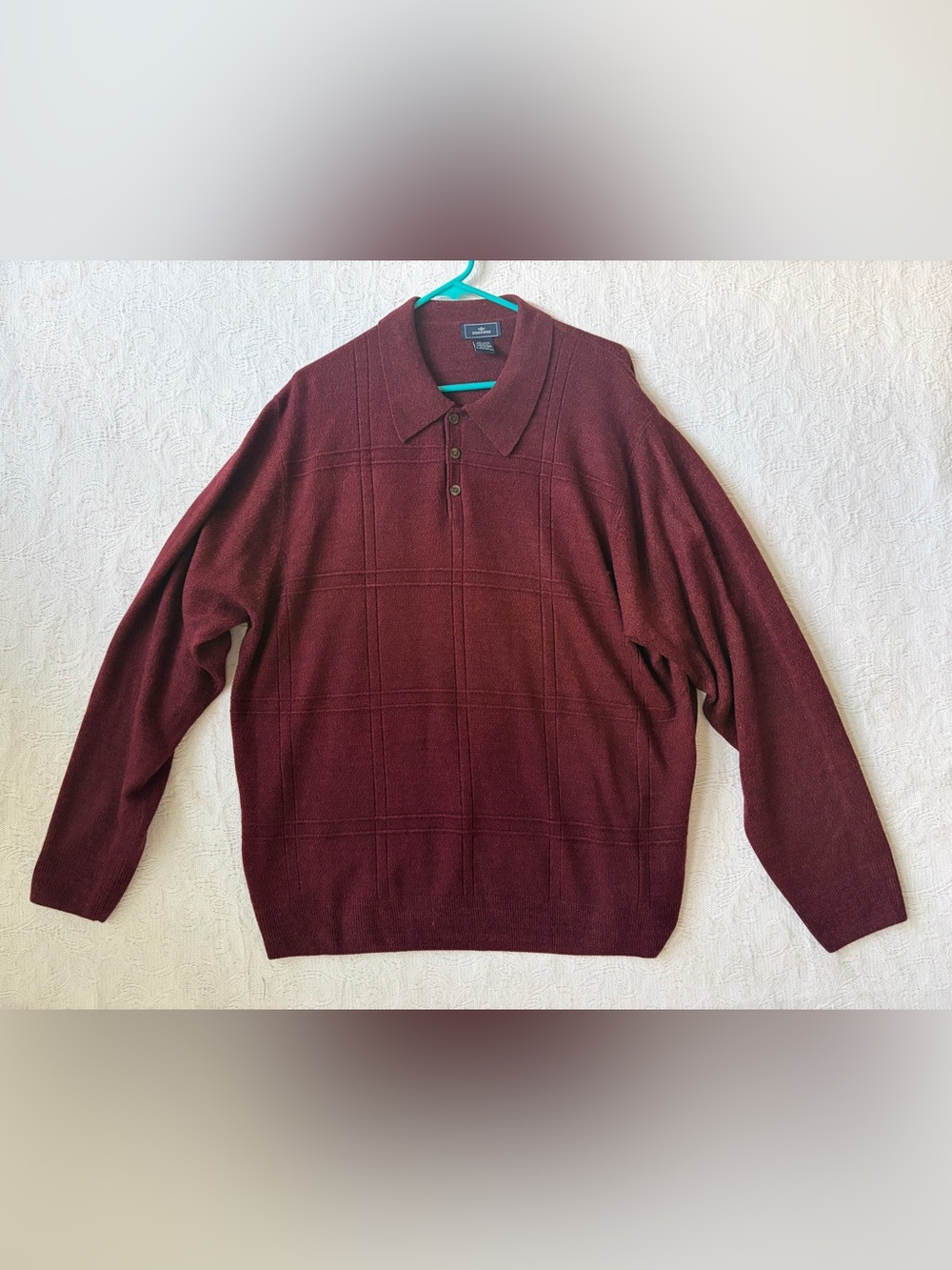 Dockers Men's Burgundy V-Neck Polo Sweater